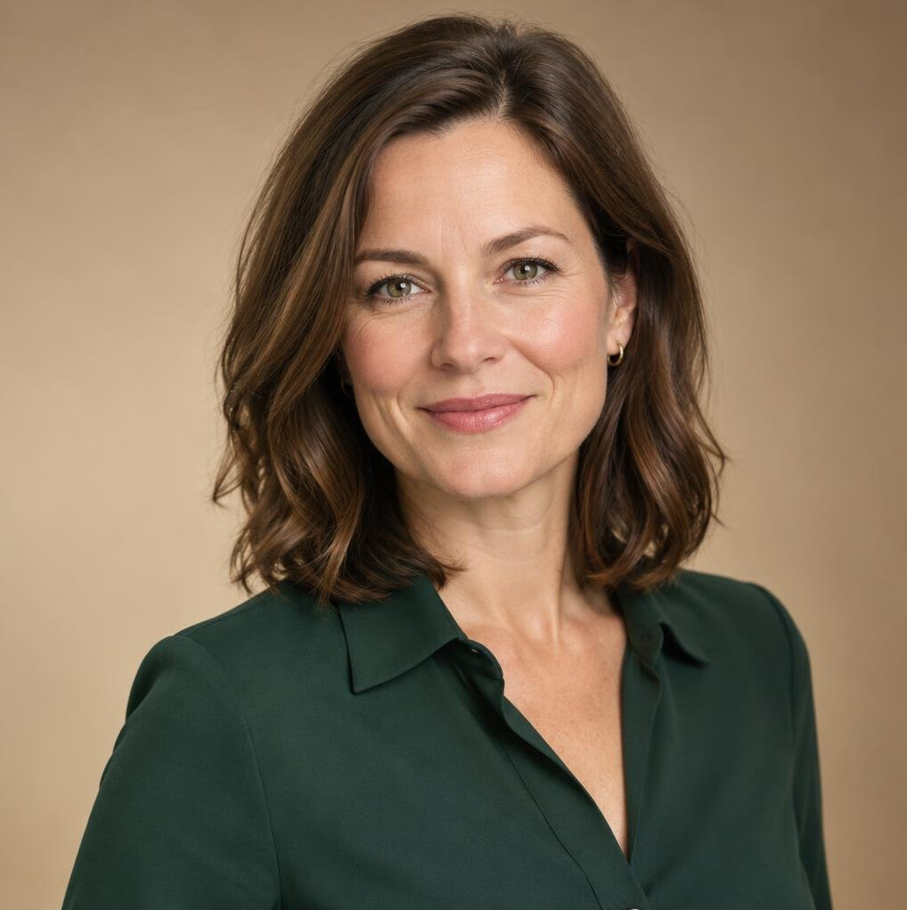 Professional studio portrait of a German woman voice coach