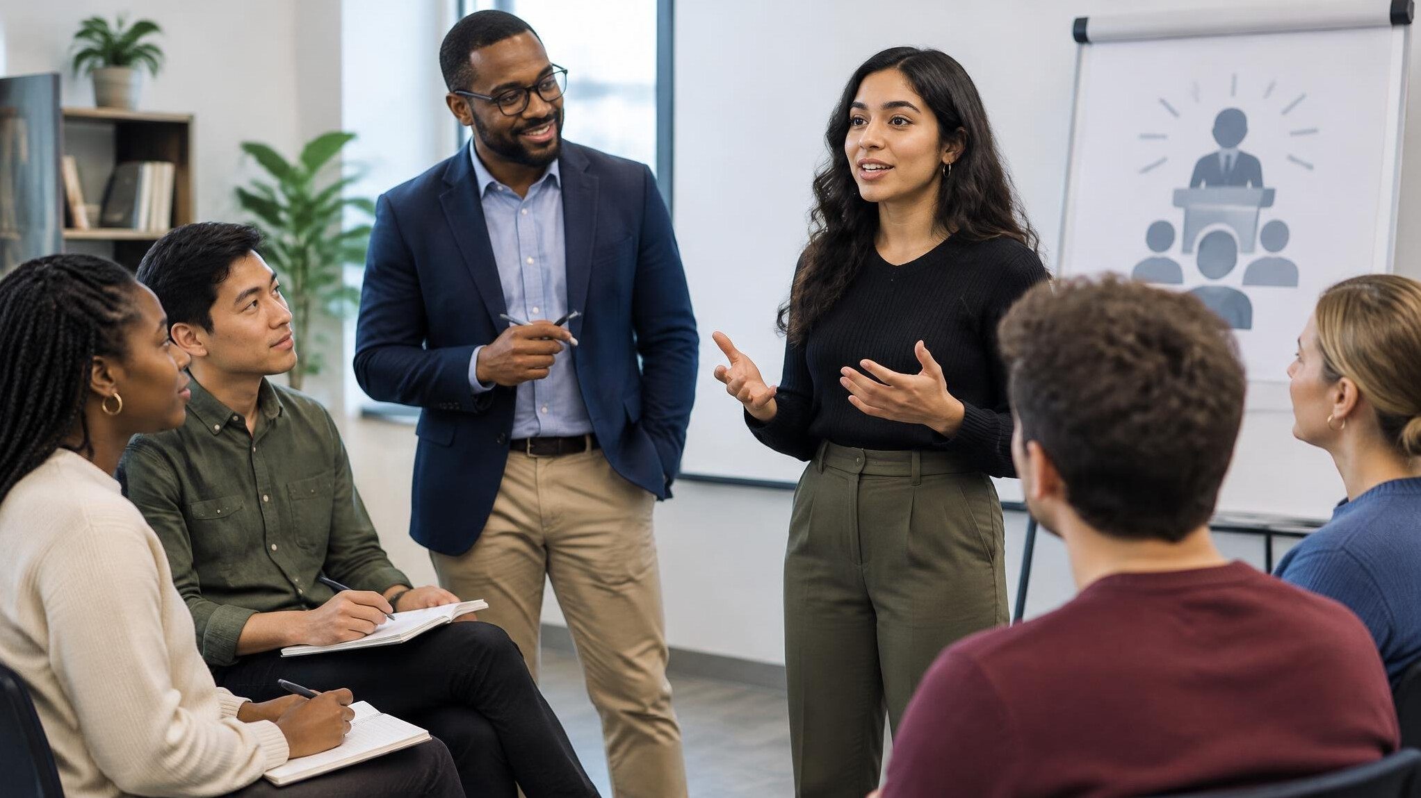 diverse group in speaking class